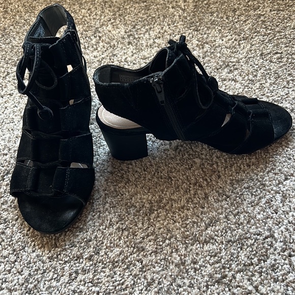 Black Suede Vionic Sandals - Picture 2 of 5